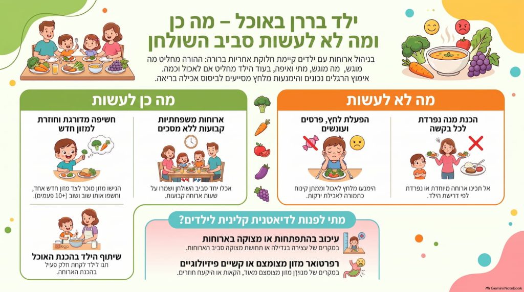 ילד בררן באוכל – מה כן לעשות ומה לא לעשות סביב השולחן