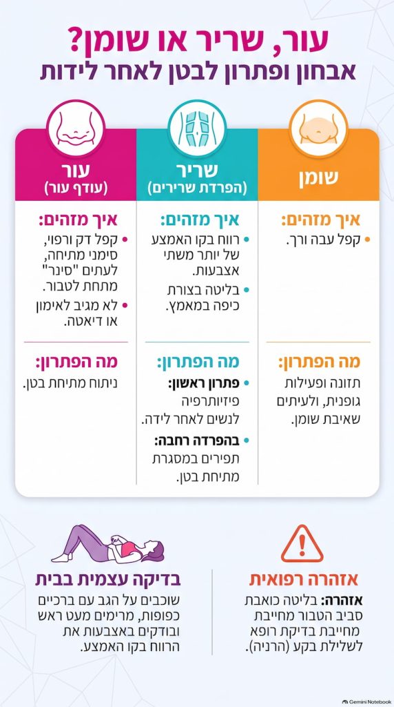 עור, שריר או שומן – מה הבעיה בבטן אחרי לידות ומה הפתרון