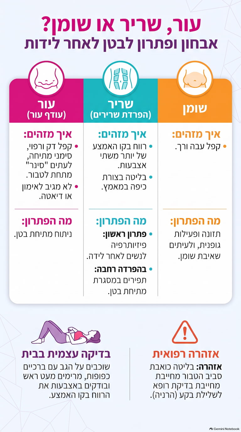 עור, שריר או שומן – מה הבעיה בבטן אחרי לידות ומה הפתרון